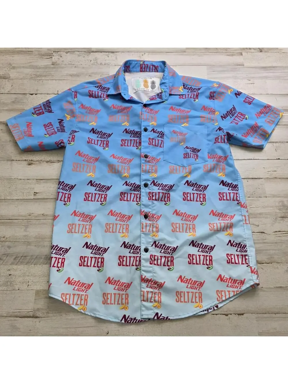 Tropical Bros Men's Natural Light Seltzer Hawaiian Shirt Size S All Over Print